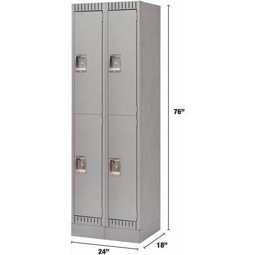 Casiers, 2 niveaux, Bloc de 2, 24" x 18" x 76", Acier, Gris, D&eacute;mont&eacute; Groupe Belzile Dickner