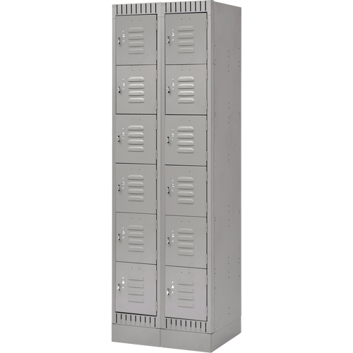 Lockers, 6 -tier, Bank of 2, 24" x 18" x 76", Steel, Grey, Knocked Down Groupe Belzile Dickner