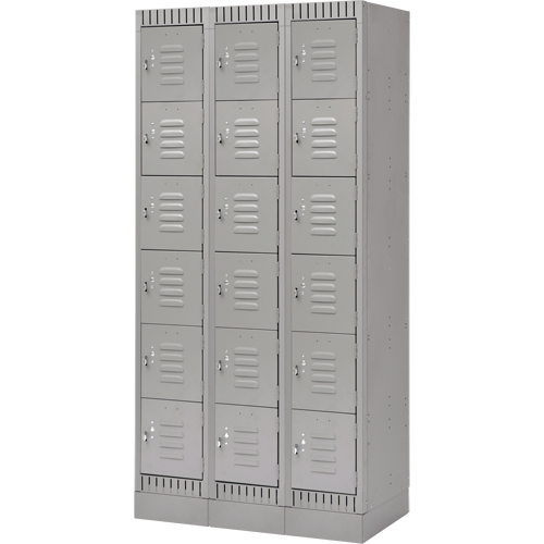 Lockers, 6 -tier, Bank of 3, 36" x 18" x 76", Steel, Grey, Knocked Down Groupe Belzile Dickner