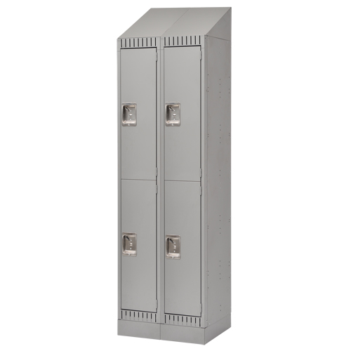 Lockers, 2 -tier, Bank of 2, 24" x 18" x 86", Steel, Grey, Knocked Down Groupe Belzile Dickner