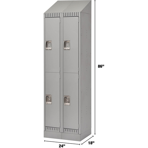 Lockers, 2 -tier, Bank of 2, 24" x 18" x 86", Steel, Grey, Knocked Down Groupe Belzile Dickner
