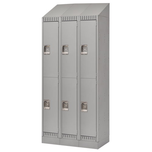 Assembled Lockers, 2 -tier, Bank of 3, 36" x 18" x 72", Steel, Grey, Rivet (Assembled) Groupe Belzile Dickner