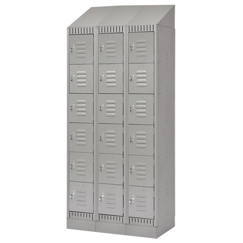 Casiers, 6 niveaux, Bloc de 3, 36" x 18" x 86", Acier, Gris, D&eacute;mont&eacute; Groupe Belzile Dickner
