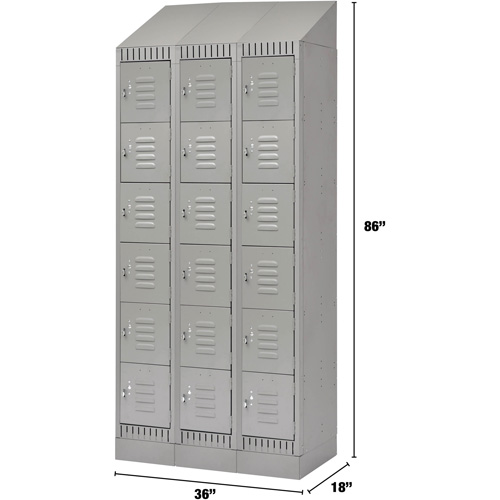 Casiers, 6 niveaux, Bloc de 3, 36" x 18" x 86", Acier, Gris, D&eacute;mont&eacute; Groupe Belzile Dickner