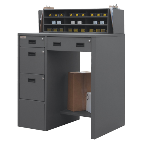 Shop Desk, 39" W x 29" D x 53" H, Grey Groupe Belzile Dickner