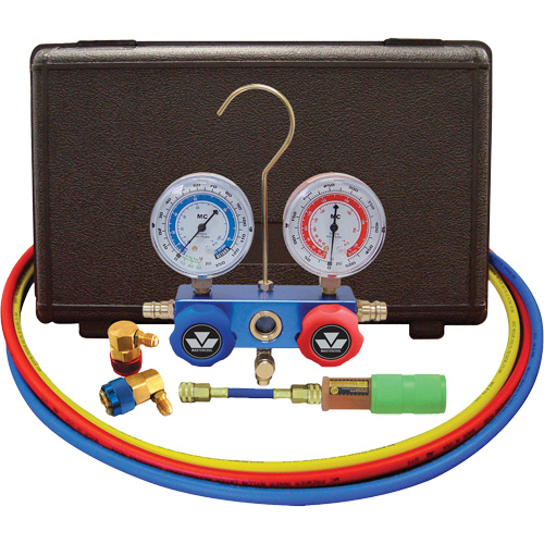 Ensemble de manom&egrave;tre &agrave; collecteur &agrave; deux voies pour l'automobile R134A avec mini injecteur de colorant Groupe Belzile Dickner