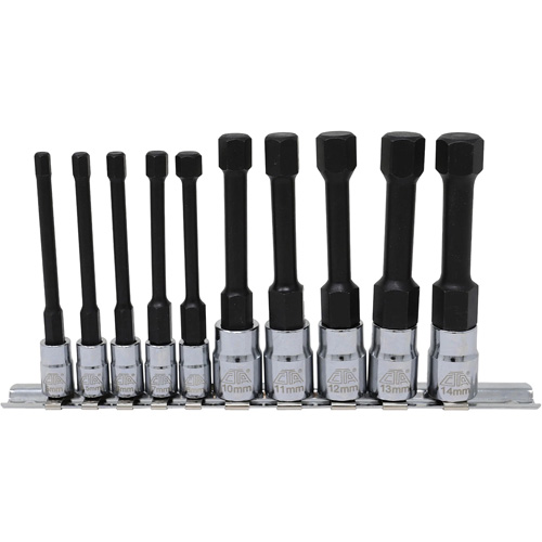 Metric Hex Socket Bit Set with Reduced Shank, 10 Pieces, 1/4"/3/8" Drive Size Groupe Belzile Dickner