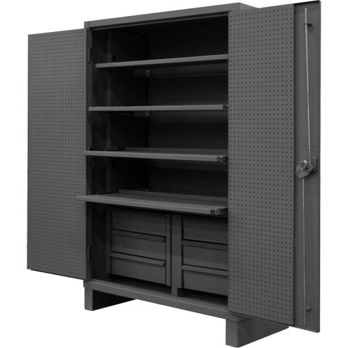 Armoire tr&egrave;s robuste avec tablettes coulissantes, Acier, 4 Tablettes, 78" h x 48" la x 24" P, Gris Groupe Belzile Dickner