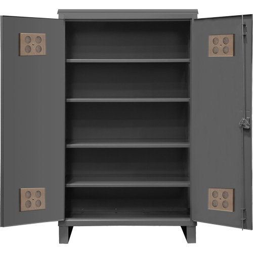 Armoire ext&eacute;rieure robuste, Acier, 4 Tablettes, 78" h x 60" la x 24" P, Gris Groupe Belzile Dickner