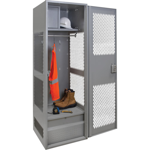 Gear Locker with Door, Steel, 24" W x 24" D x 72" H, Grey Groupe Belzile Dickner