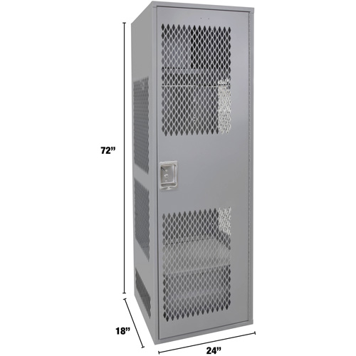 Gear Locker with Door, Steel, 24" W x 18" D x 72" H, Grey Groupe Belzile Dickner