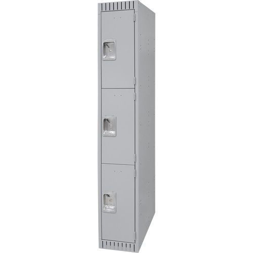 Lockers, 3 -tier, 12" x 18" x 72", Steel, Grey, Knocked Down Groupe Belzile Dickner
