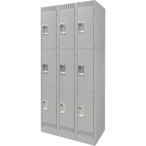 Casiers, 3 niveaux, Bloc de 3, 36" x 18" x 76", Acier, Gris, D&eacute;mont&eacute; Groupe Belzile Dickner