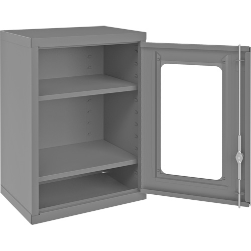 Wall-Mountable Storage Cabinet with Clearview Doors, 26-15/16" H x 18-1/8" W x 13-11/16" D, 2 Shelves, Steel, Grey Groupe Belzile Dickner