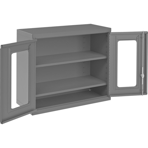 Wall-Mountable Storage Cabinet with Clearview Doors, 26-15/16" H x 29-7/8" W x 13-11/16" D, 2 Shelves, Steel, Grey Groupe Belzile Dickner
