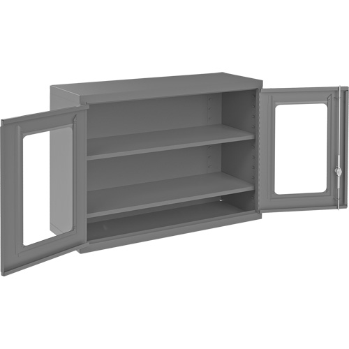 Wall-Mountable Storage Cabinet with Clearview Doors, 26-15/16" H x 35-7/8" W x 13-11/16" D, 2 Shelves, Steel, Grey Groupe Belzile Dickner