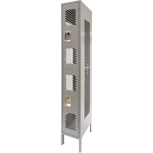 Casiers ventil&eacute;s, 2 niveaux, 12" x 18" x 78", Acier, Gris, D&eacute;mont&eacute;, Perfor&eacute; Groupe Belzile Dickner