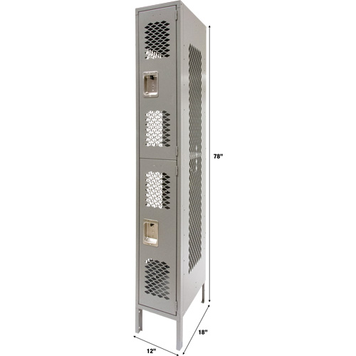 Casiers ventil&eacute;s, 2 niveaux, 12" x 18" x 78", Acier, Gris, D&eacute;mont&eacute;, Perfor&eacute; Groupe Belzile Dickner