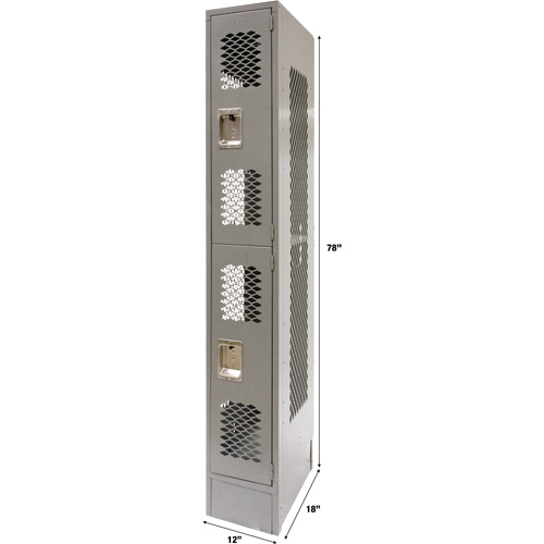 Casiers ventil&eacute;s, 2 niveaux, 12" x 18" x 78", Acier, Gris, D&eacute;mont&eacute;, Perfor&eacute; Groupe Belzile Dickner