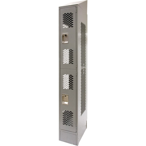 Vented Lockers, 2 -tier, 12" x 18" x 88", Steel, Grey, Knocked Down, Perforated Groupe Belzile Dickner