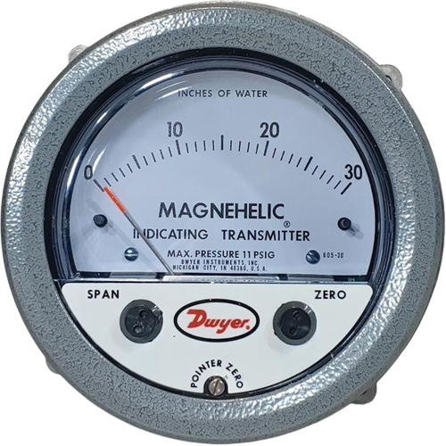 605 Series Magnehelic&reg; Differential Pressure Gauge & Indicating Transmitter, 4" , 0 - 30 in. w.c., Panel Mount, Analogue Groupe Belzile Dickner