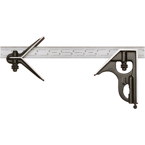 Combination Squares with Square Head & Centre Head - No. 33HC Series with Forged & Hardened Steel Heads, 18" L, 1/64" Graduations, Steel, Satin Groupe Belzile Dickner