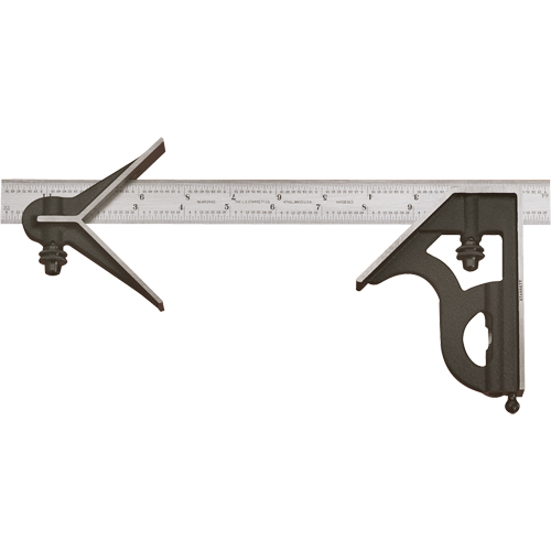 &eacute;querres mixtes &agrave; t&ecirc;te carr&eacute;e & centre - S&eacute;rie No 11HC, avec t&ecirc;te en fonte, 300 mm lo, 0,5 mm et 1/32" Graduations, Acier, Ordinaire Groupe Belzile Dickner