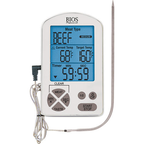 Premium Meat Thermometer & Timer, Contact, Digital, -4-122°F (-20-50°C) Groupe Belzile Dickner