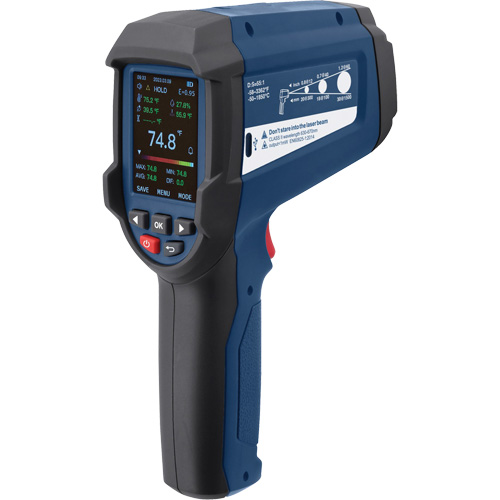 Thermom&egrave;tre infrarouge professionnel avec thermocouple de type K int&eacute;gr&eacute;, -58 - 3362°F (-50 - 1850°C), 55:1, &eacute;missivit&eacute; Ajustable Groupe Belzile Dickner