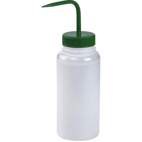Flacon de lavage en poly&eacute;thyl&egrave;ne &agrave; large goulot avec bouchon en polypropyl&egrave;ne vert Groupe Belzile Dickner