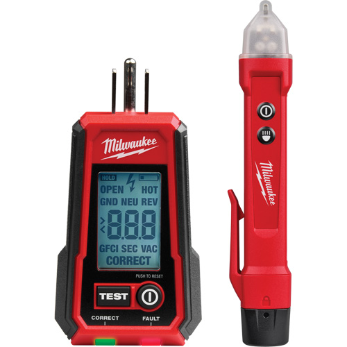 Voltage Detector with LED & GFCI Receptacle Tester Kit, 50 V - 1000 V, Display & Sound Alert Groupe Belzile Dickner