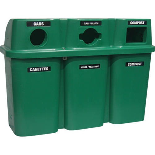 Recycling Containers Bullseye, Curbside, Plastic, 3 x 22 US Gal. Groupe Belzile Dickner