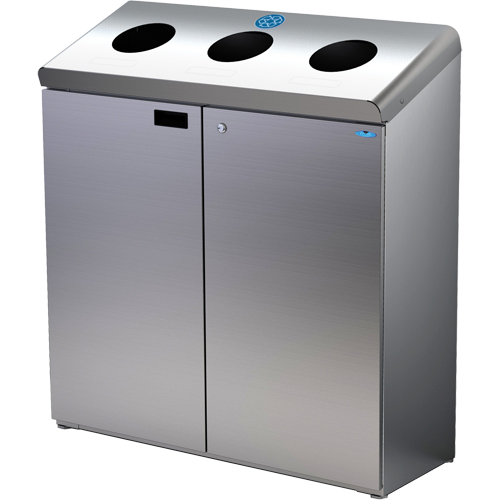Floor Standing Recycling Station, Bulk, Stainless Steel, 42 gal. Groupe Belzile Dickner