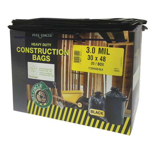 Sacs pour d&eacute;chets pour entrepreneurs, Fort, 30" la x 48" lo, 3 mils, Noir, Capacit&eacute; 113,56 L (30 gal.) Groupe Belzile Dickner