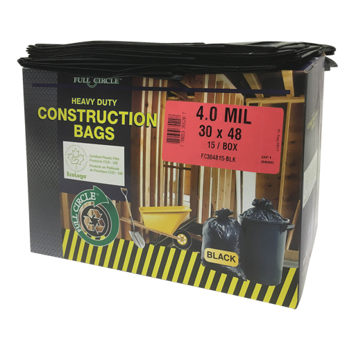 Sacs pour d&eacute;chets pour entrepreneurs, Fort, 30" la x 48" lo, 4 mils, Noir, Capacit&eacute; 124,91 L (33 gal.) Groupe Belzile Dickner