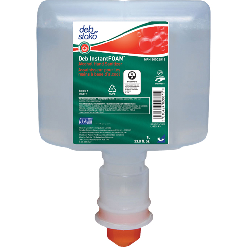 InstantFoam&reg; Sanitizer, 1000 ml, Cartridge Refill, 72% Alcohol Groupe Belzile Dickner