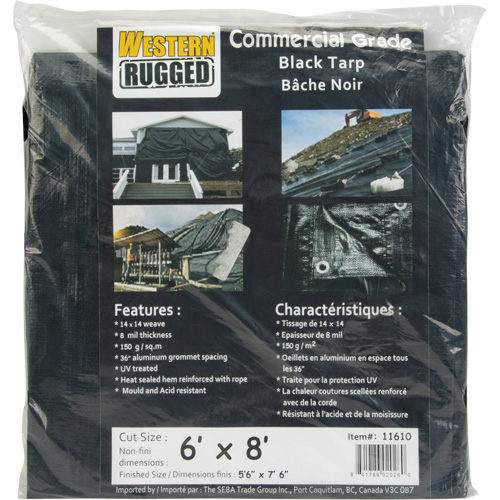 Tarp, Light Industrial Duty, Black, 6' x 8' x 8 mils Groupe Belzile Dickner