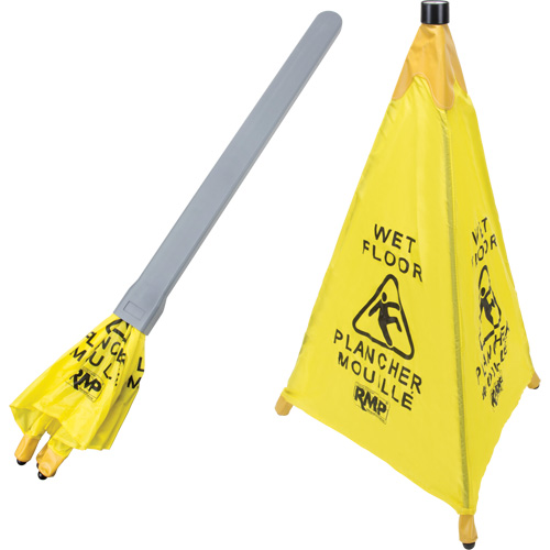 "Wet Floor" Pop-Up Safety Cone, Bilingual with Pictogram Groupe Belzile Dickner
