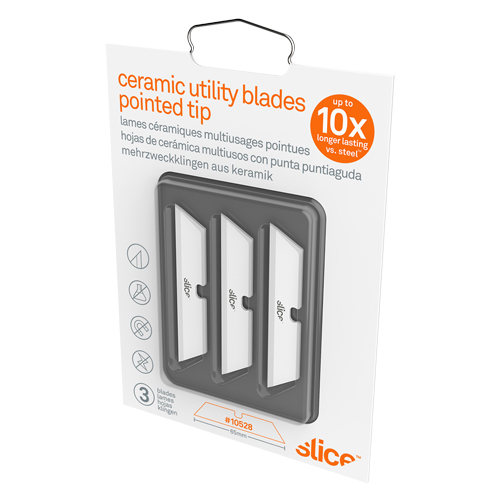 Slice Pointed-Tip Ceramic Utility Knife Blades, Single Style Groupe Belzile Dickner