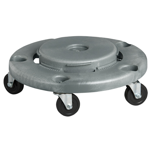Socle roulant pour contenant &agrave; d&eacute;chets, Poly&eacute;thyl&egrave;ne, Gris, Convient aux contenants 24" dia. Groupe Belzile Dickner