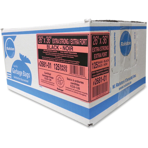 Industrial Garbage Bags, X-Strong, 36" W x 26" L, 1.17 mils, Black Groupe Belzile Dickner