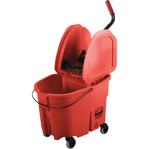 Ensemble de seau pour vadrouille et essoreuse WaveBrake, Pression vers le bas, 8,75 gal. US (35 pintes), Rouge Groupe Belzile Dickner