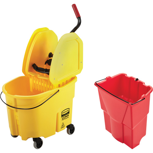 Ensemble de seau pour vadrouille et essoreuse WaveBrake, Pression vers le bas, 8,75 gal. US (35 pintes), Jaune Groupe Belzile Dickner