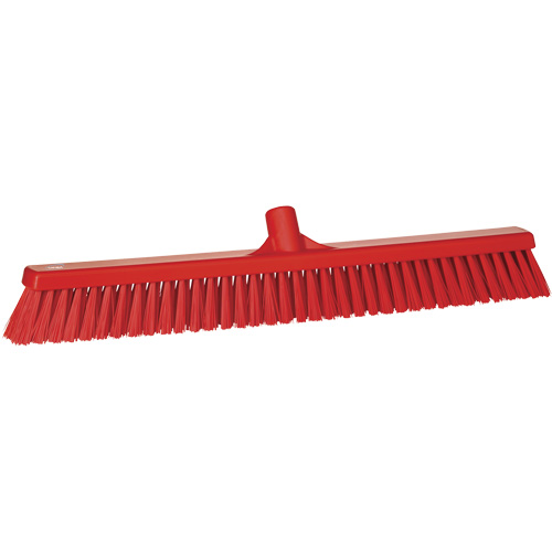 Combo Bristle Push Broom, Coarse/Fine Bristles, 24-1/2", Polyester, Red Groupe Belzile Dickner