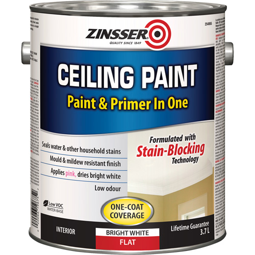 Ceiling Paint & Primer in One, White, Very Flat, 3.78 L, Gallon Groupe Belzile Dickner