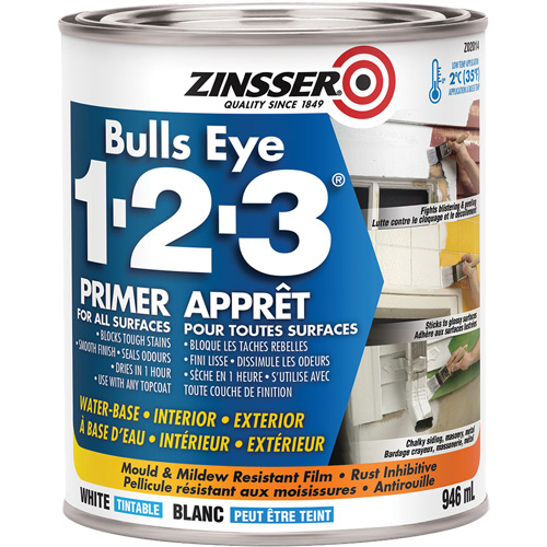 Appr&ecirc;t &agrave; base d'eau Bulls Eye 1-2-3, 946 ml, Canette, Blanc Groupe Belzile Dickner