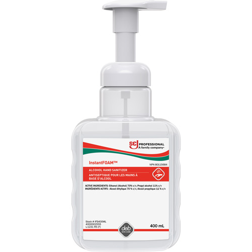 InstantFoam&reg; Hand Sanitizer, 400 ml, Pump Bottle, 70% Alcohol Groupe Belzile Dickner