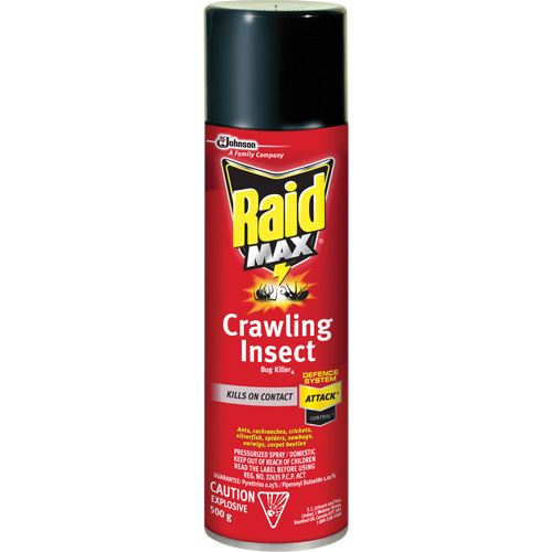 Raid&reg; Max&reg; Crawling Insect Bug Killer, 500 g, Aerosol Can, Solvent Base Groupe Belzile Dickner