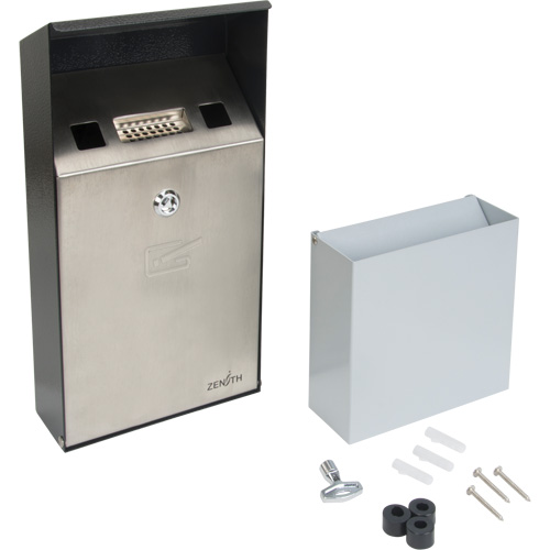 Smoking Receptacle, Wall-Mount, Stainless Steel, 1 Litre Capacity, 11-4/5" Height Groupe Belzile Dickner