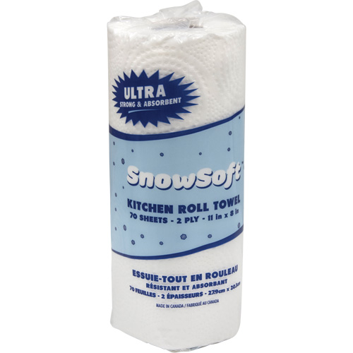 Essuie-tout pour cuisines de premi&egrave;re qualit&eacute; Snow Soft, 2 Pli, 70 Feuilles/rouleau, 8" la, 11" lo Groupe Belzile Dickner